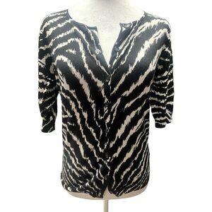 Ann Taylor Zebra Pattern Cardigan in Black and White